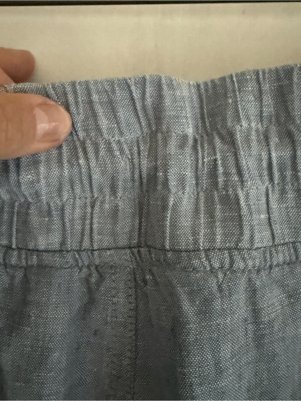 Athleta Cabo Linen Wide Leg Pull On Drawstring Chambray Blue Pants  Size 20 - Picture 14 of 16